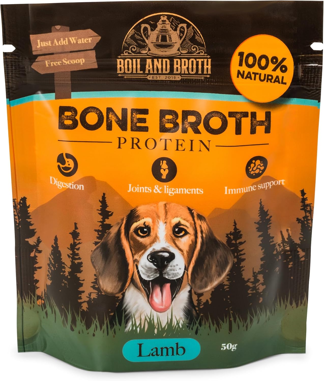 Boil & Broth Dehydrated Lamb Bone Broth for Dogs & Cats, 50g (1L Broth