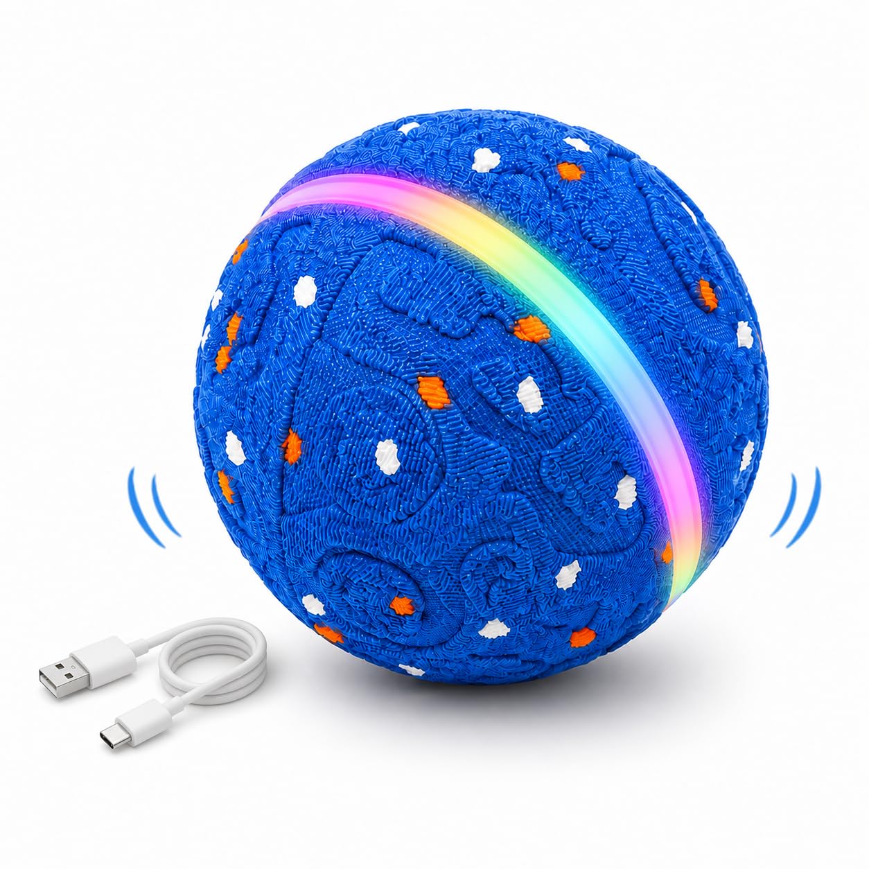 Juguete interactivo de pelota para perros [recién actualizado], material duradero de E-TPU, 3 modos de juego con luces coloridas, E-TPU USB-C recargable, clasificación de impermeabilidad IPX7
