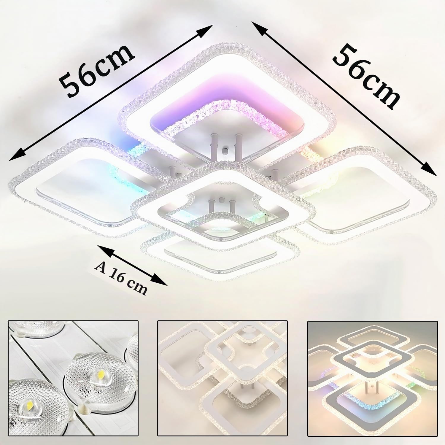 KZT Lampada da soffitto con musica a LED lampada da soggiorno dimmerabile RGB cambia colore lampada da soffitto con telecomando e controllo app moderna camere da letto illuminazione