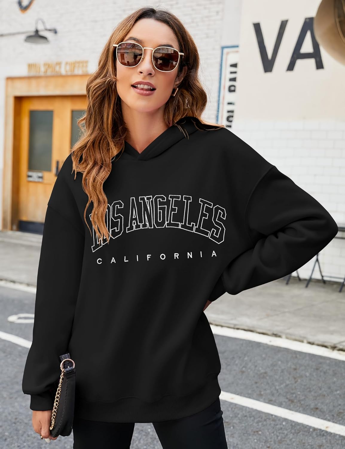 AKEWEI Womens Fleece Oversized Sweatshirt Letter Graphic Hoodies Long Sleeve Pullover Fall/Winter Clothes
