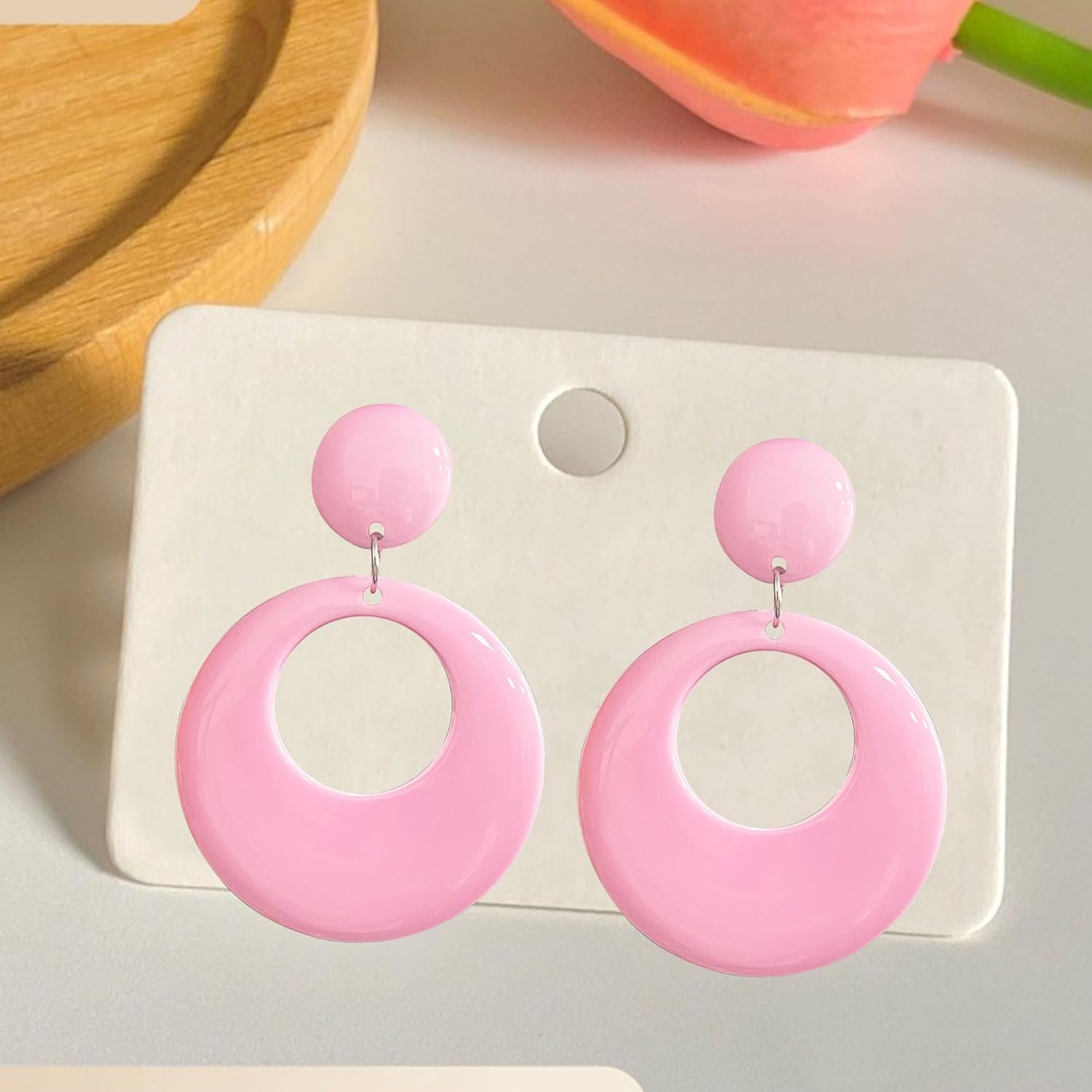 GBAHFY Retro Geometric Acrylic Earrings Lightweight Hollow Circular Stud Earrings for Women Statement Party Jewelry - Image 6