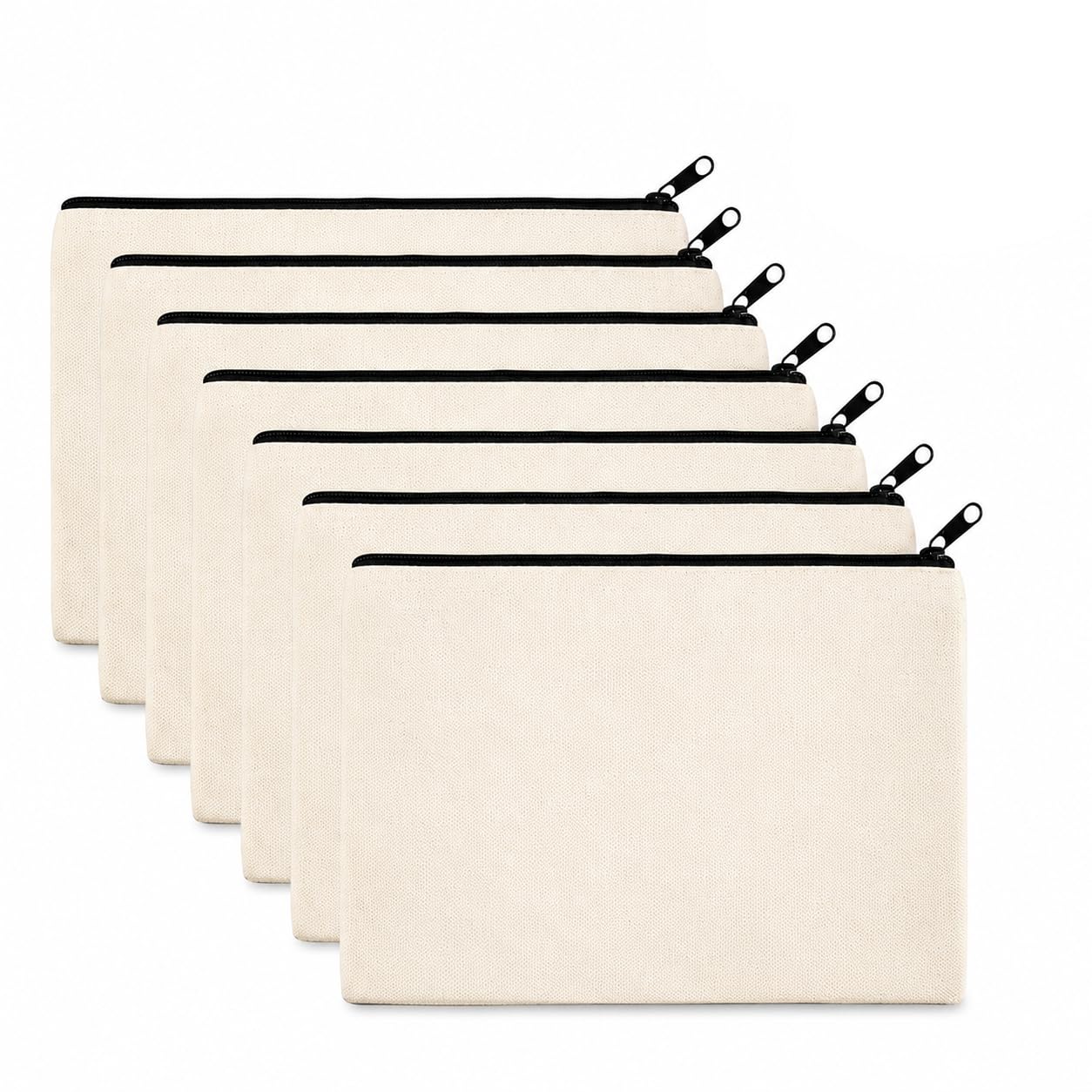 Canvas Zipper Pouch Off White 19.05 x 12.5 cm for DIY Crafts (6) | Multipurpose Storage, Reusable & Washable, Slim Profile, Pencil & Makeup Use, Personalisation Ready-image-13