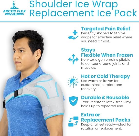 Gel Replacet Packs Sized For Shoulder Ice BraceCold And Hot Therapy For Injuries Pain Relief, SwellingFor Reusable Compression WrapFor Athletic Injury, And