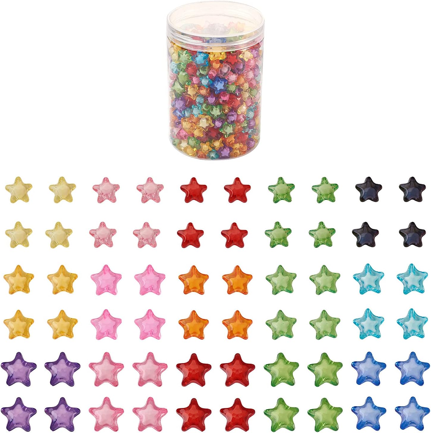 Cheriswelry 500pcs Transparent Acrylic Star Bead Candy Color Loose Spacer Beads Twinkle Star Handmade Crafts Beads for DIY Craft Jewelry Bracelet Necklace Jewelry Making