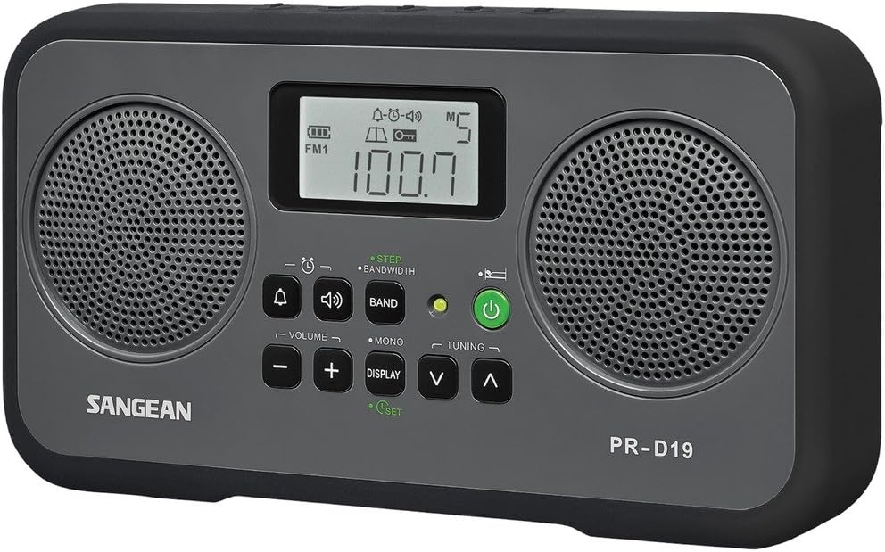 PR-D19BK FM Stereo/AM Digital Tuning Portable Radio with Protective Bumper (Gray/Black)