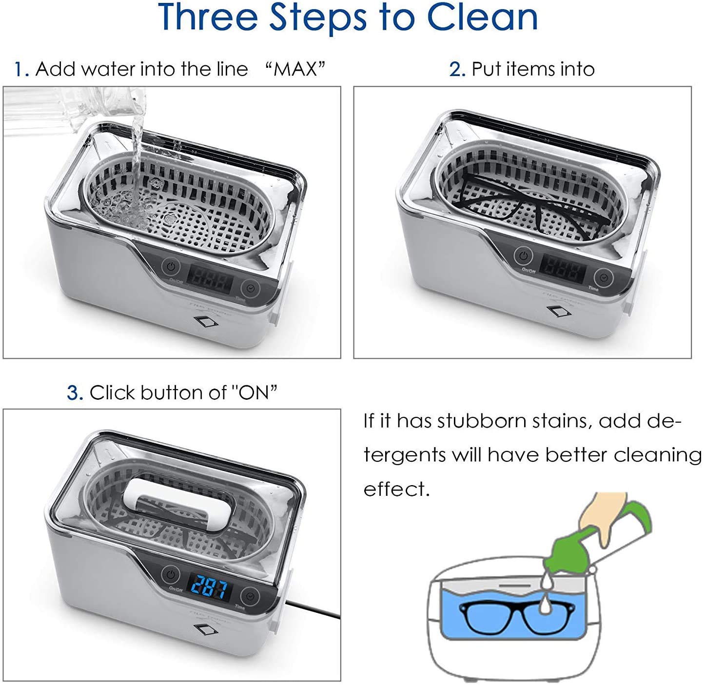 Ultrasonic Jewelry Cleaner Life Basis Ultrasonic Cleaner Machine Portable 600ML Touch Control, with Watch Holder Silver Jewelry Cleaner for Eyeglasses, Retainer, Watches, Dentures, Rings, Coins : Industrial & Scientific