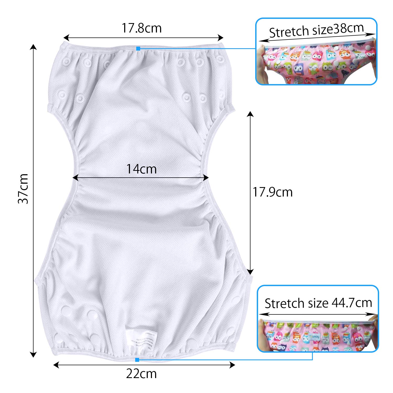 Teamoy 2pcs Baby Nappy riutilizzabile pannolino da nuoto, costume piscina neonato Lavabili 0-3 Anni