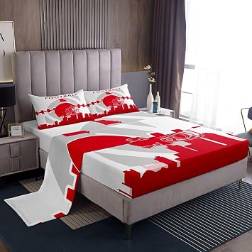 Erosebridal Football Sheet Set for Football Fan King,Sports Bed Sheets Set for Boys,American Football City Sheets,Ball Game Flat Fitted Sheet with 2 PillowcasesKansas