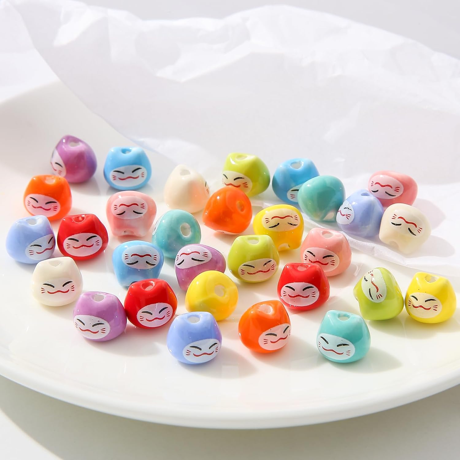 30pcs Ceramic Lucky Cat Beads Ceramic Animals Bead Cute Beads for DIY Jewelry Making(10colors) - Image 6
