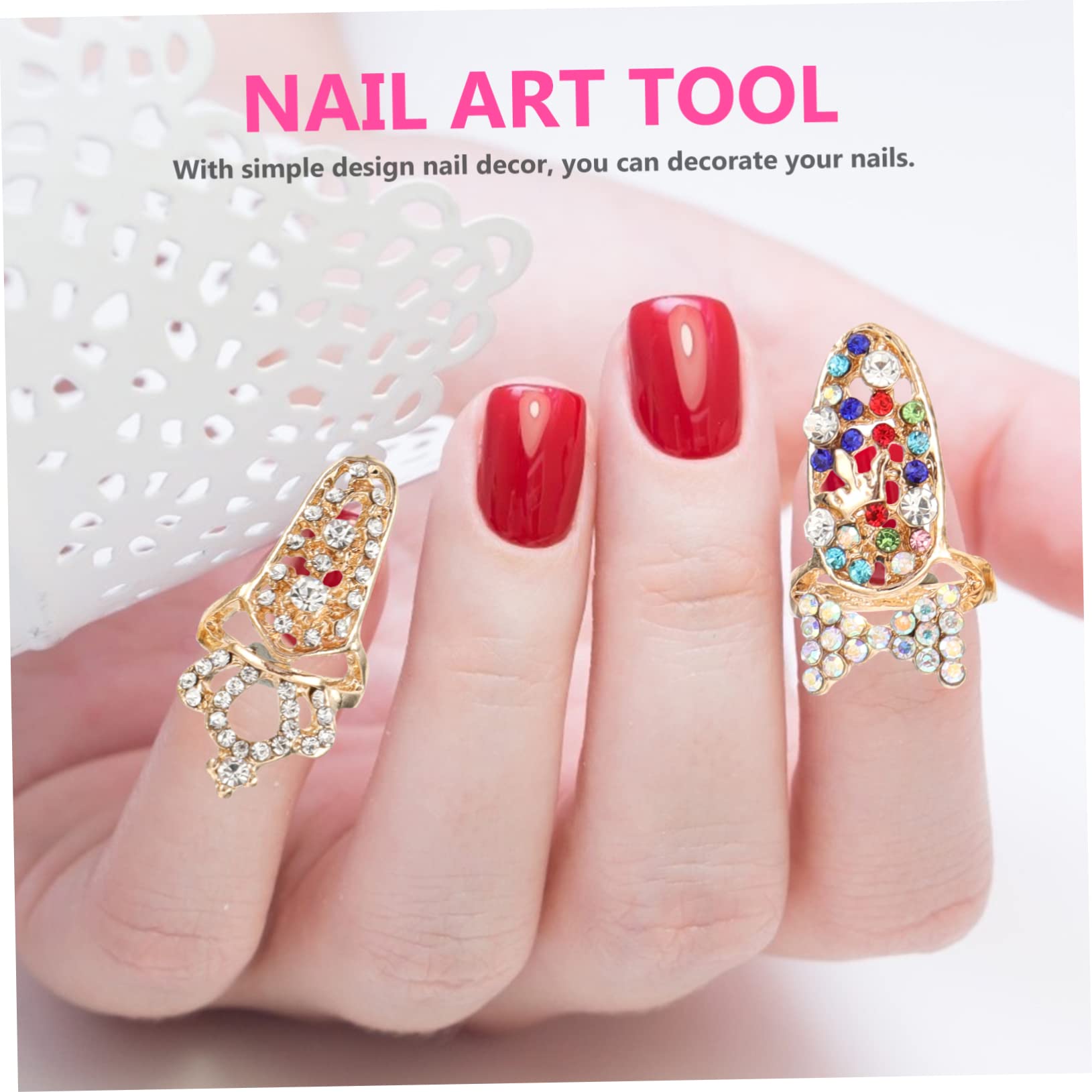 Mikinona Pz anello per unghie ordinare mini anelli per unghie mancia anelli pieni delle dita strass decorazioni unghie decorazioni per unghie Anello creativo gioielli per manicure lega