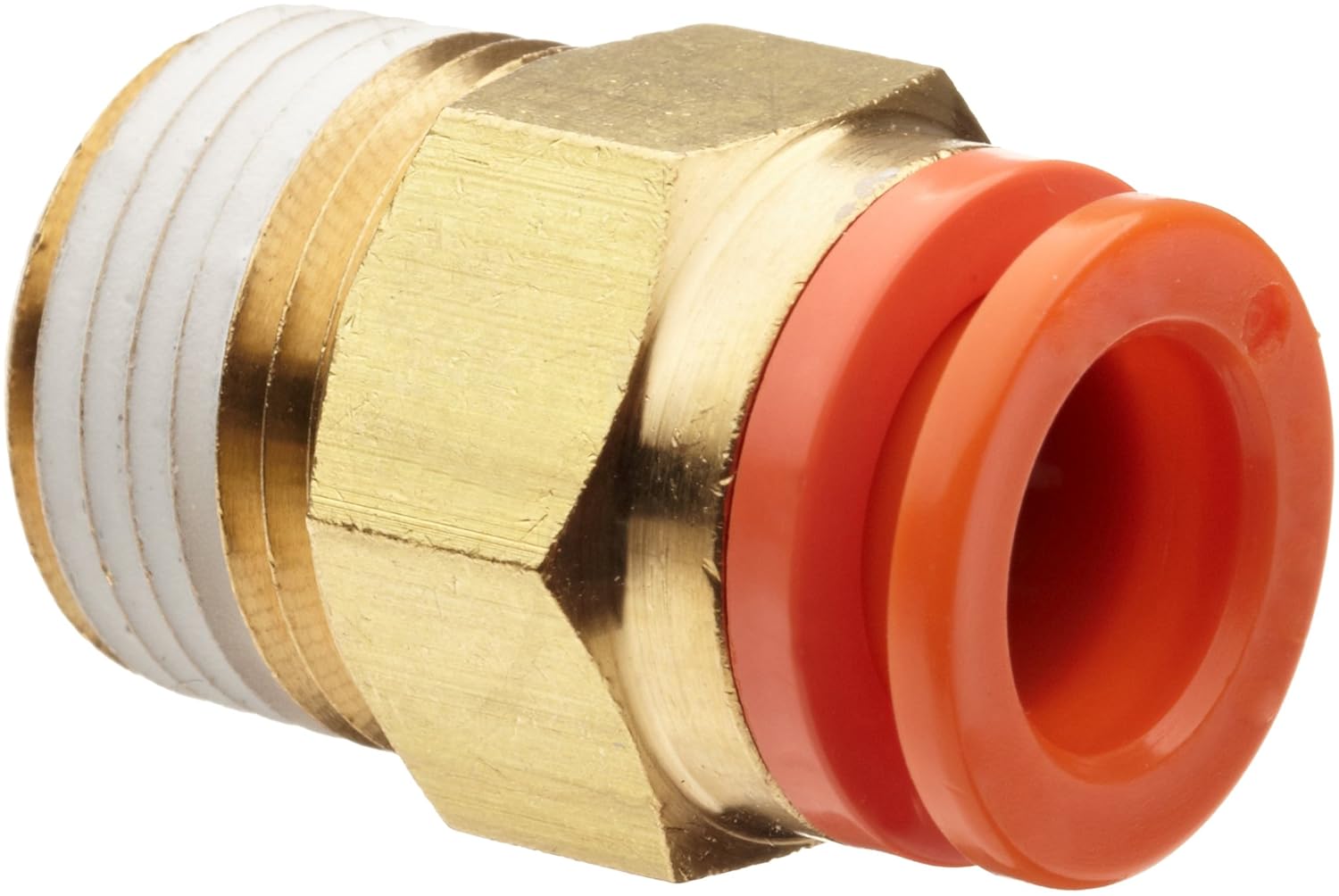SMC KQ2H11-36AS Brass Push-to-Connect Tube Fitting with Sealant, Adapter, 3/8" Tube OD x 3/8" NPT Male (Pack of 10)