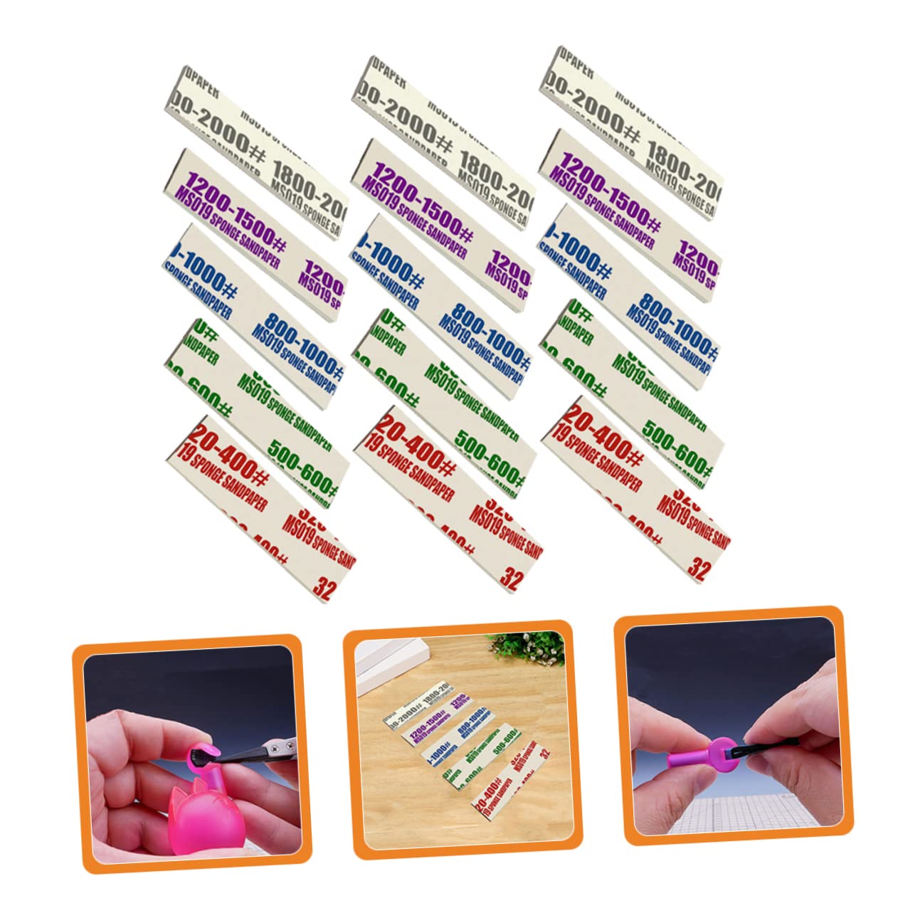 SOLUSTRE 50 Pièces Éponge à Poncer pour Modélisme Tampons Ponçants en Éponge Papier de Verre pour Plastique Polissage de Détails en Métal pour Création DIY
