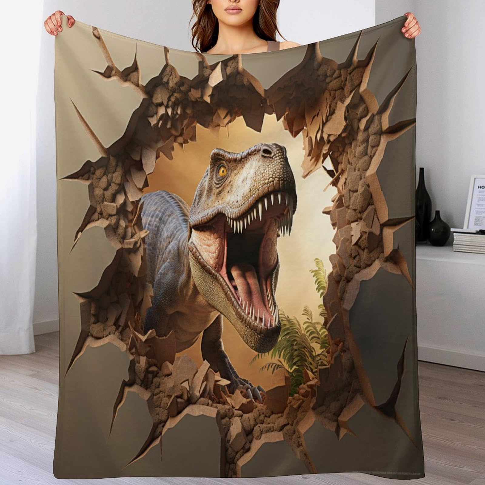 Couverture moelleuse Tyrannosaurus Rex chaude et douce en polaire