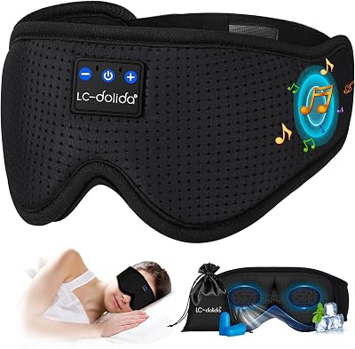 Sleep Hedphones Eye Mask with Bluetooth 5.4 Earphones, Sleep Headphones Wireless Sleep Mask & Blindfold for Night's Sleep, Travel, Nap, Office Cool Tech Gadgets Headphones Bluetooth Wireless