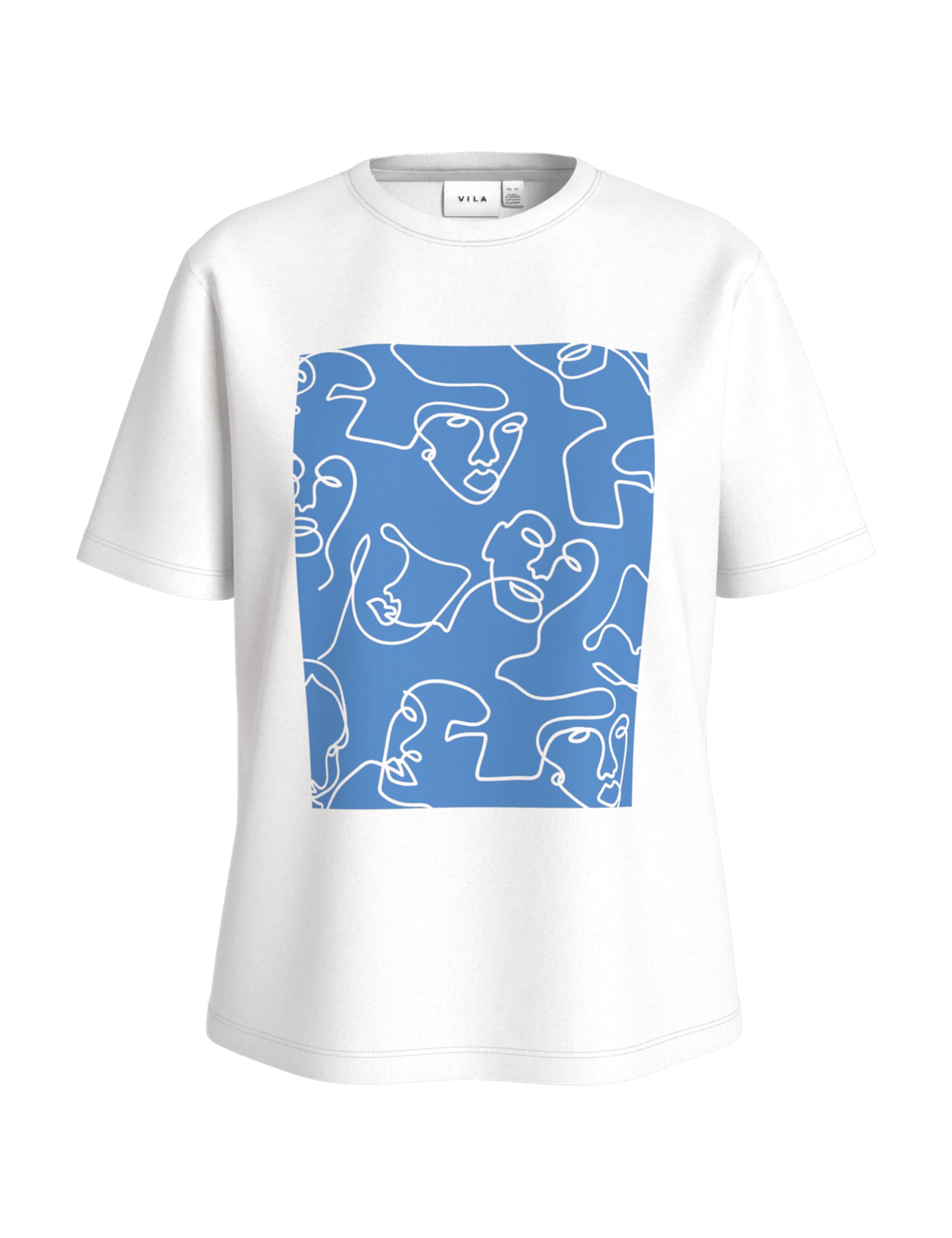 Vila Visybil Faces O-Neck S/S Shirt/Dfs, Snow White, S