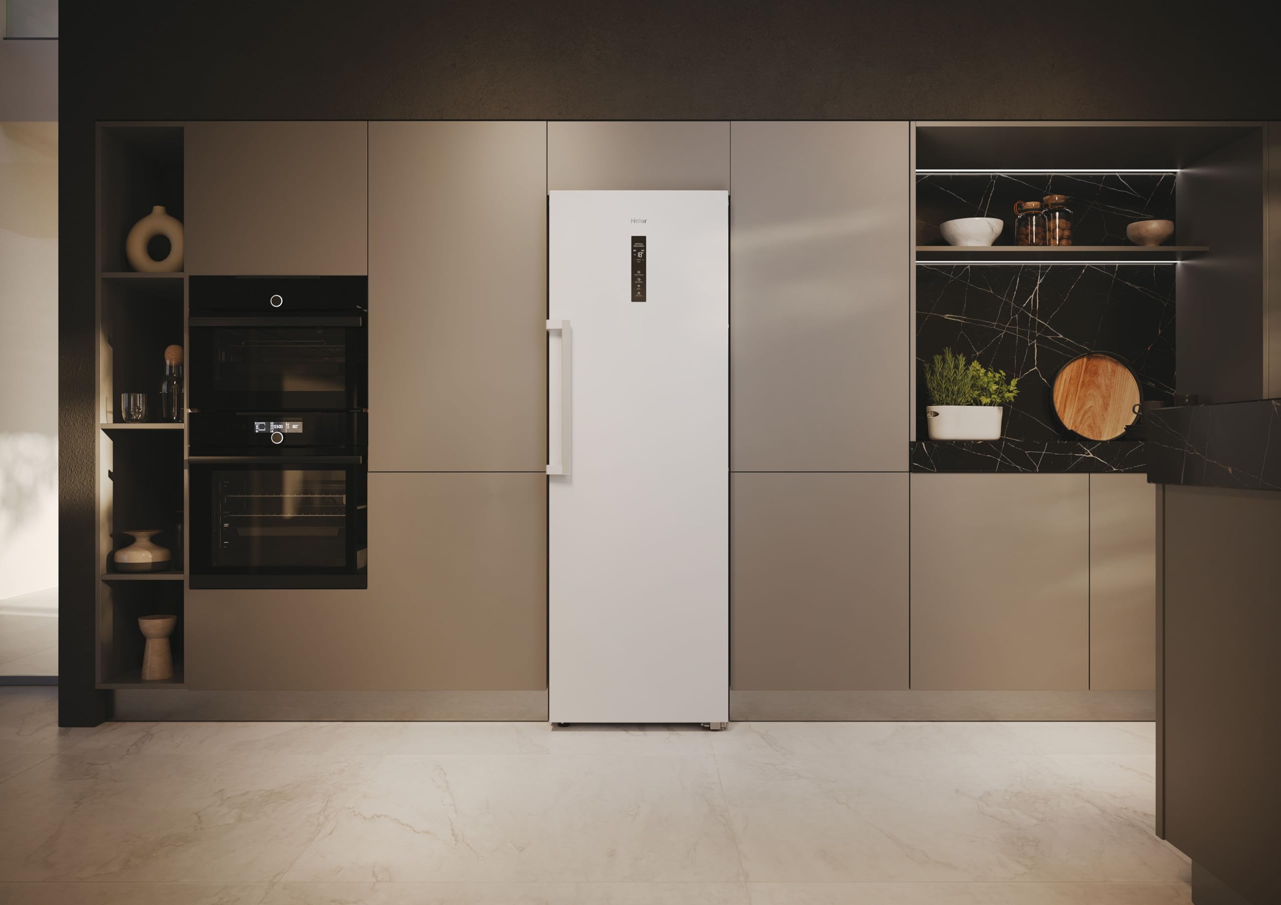 Haier Congelatore con sbrinamento automatico e macchina per cubetti di ghiaccio I Instaswitch H4F272WDH1 I Total No Frost congelatore, capacità 276 l, utilizzabile anche come frigorifero I Freezer con