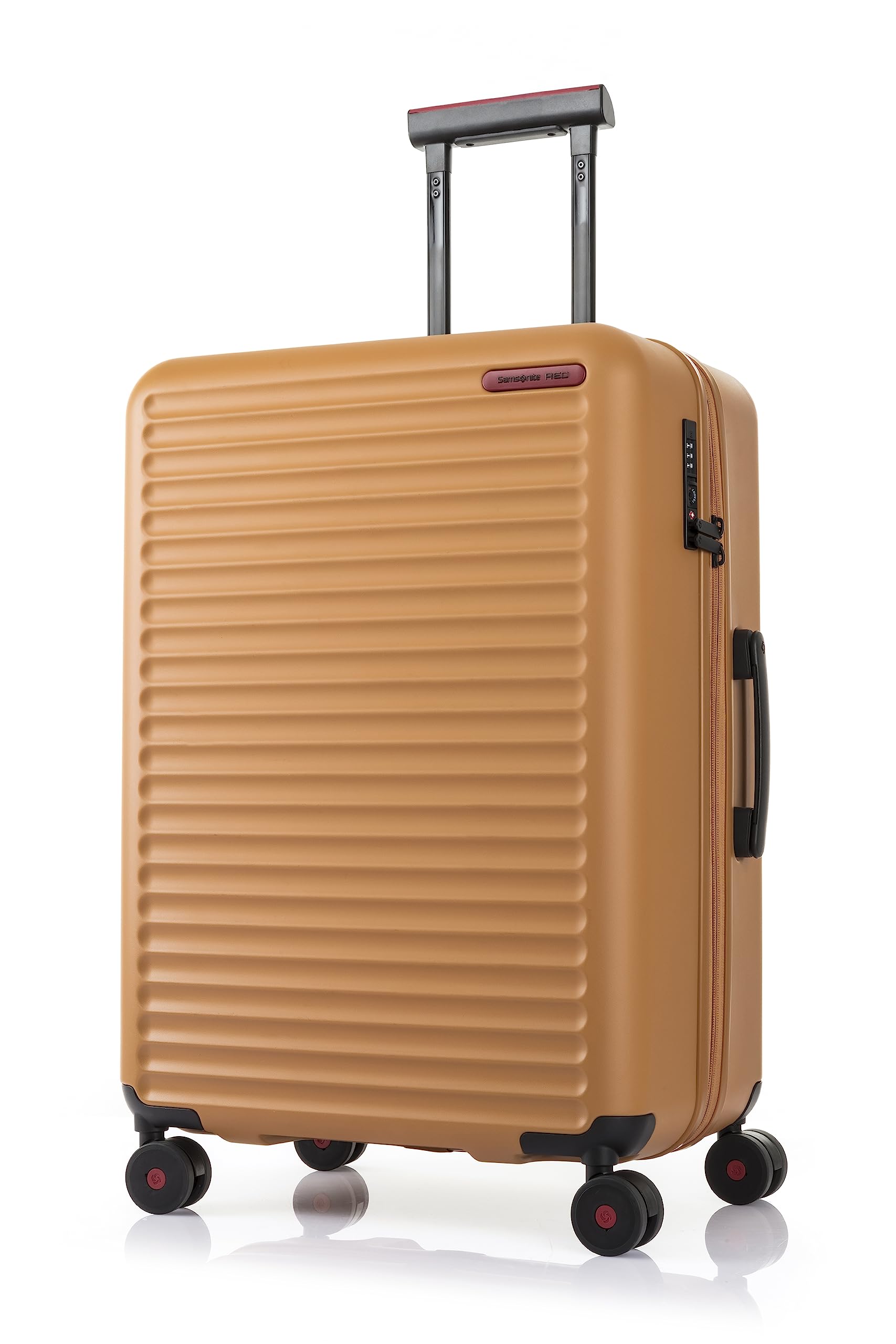 Red TOIIS Blossom Expandable 68 Cms Medium Check-in Polycarbonate Hard Sided 8 Wheel Spinner Luggage/Suitcase/Trolley Bag (Gold Mustard) (Double Wheel), Mustard