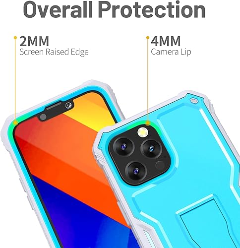 Miniatura 8 de FITO Funda para Apple iPhone 13 Pro, doble capa a prueba de golpes resistente con protector de pantalla de vidrio templado y soporte integrado