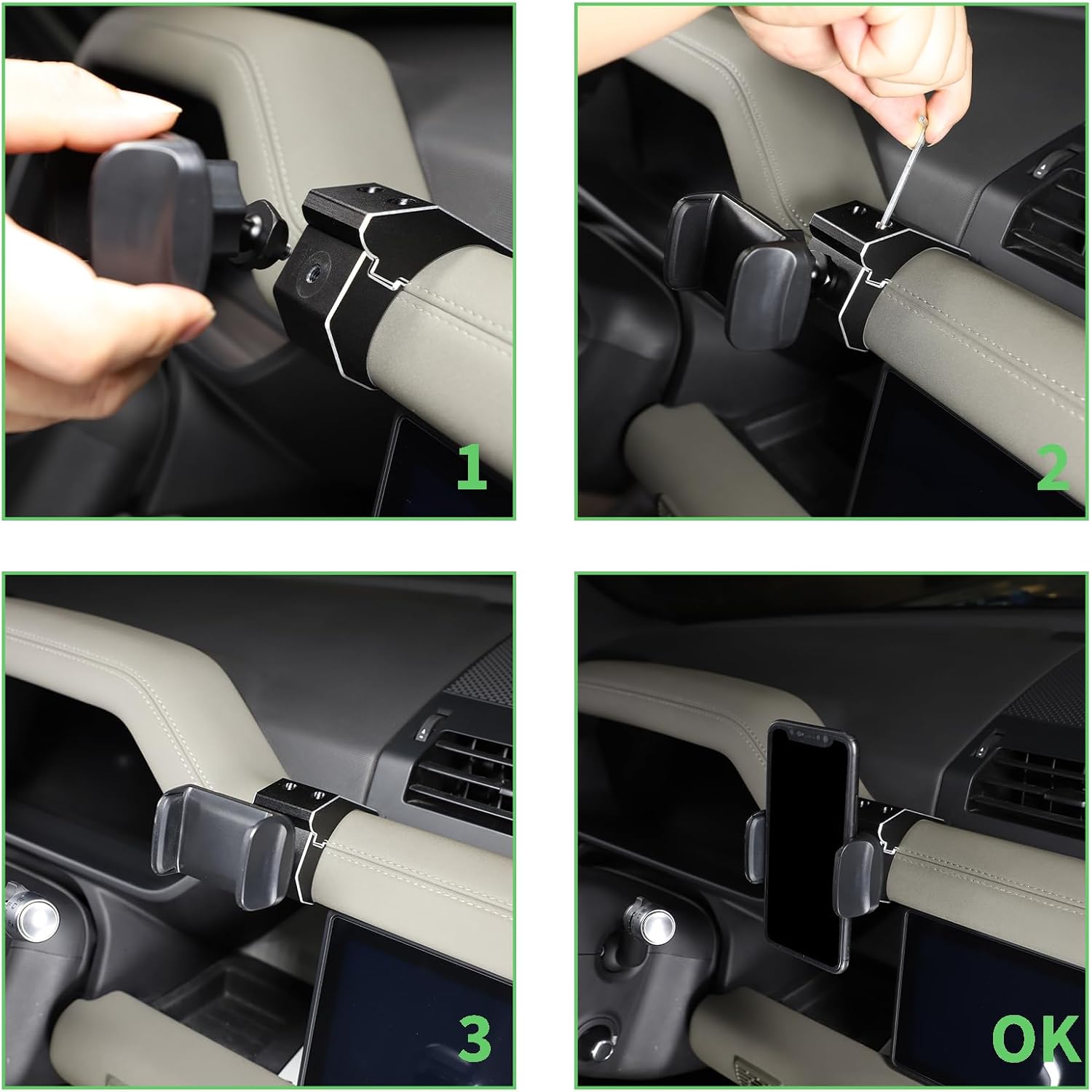 PIUGILH Car Phone Holder Compatible with Land Rover Defender 90 110 130 2020-2023 Accessories, Center Console Dash Board Phone Mount Holder(Model C)