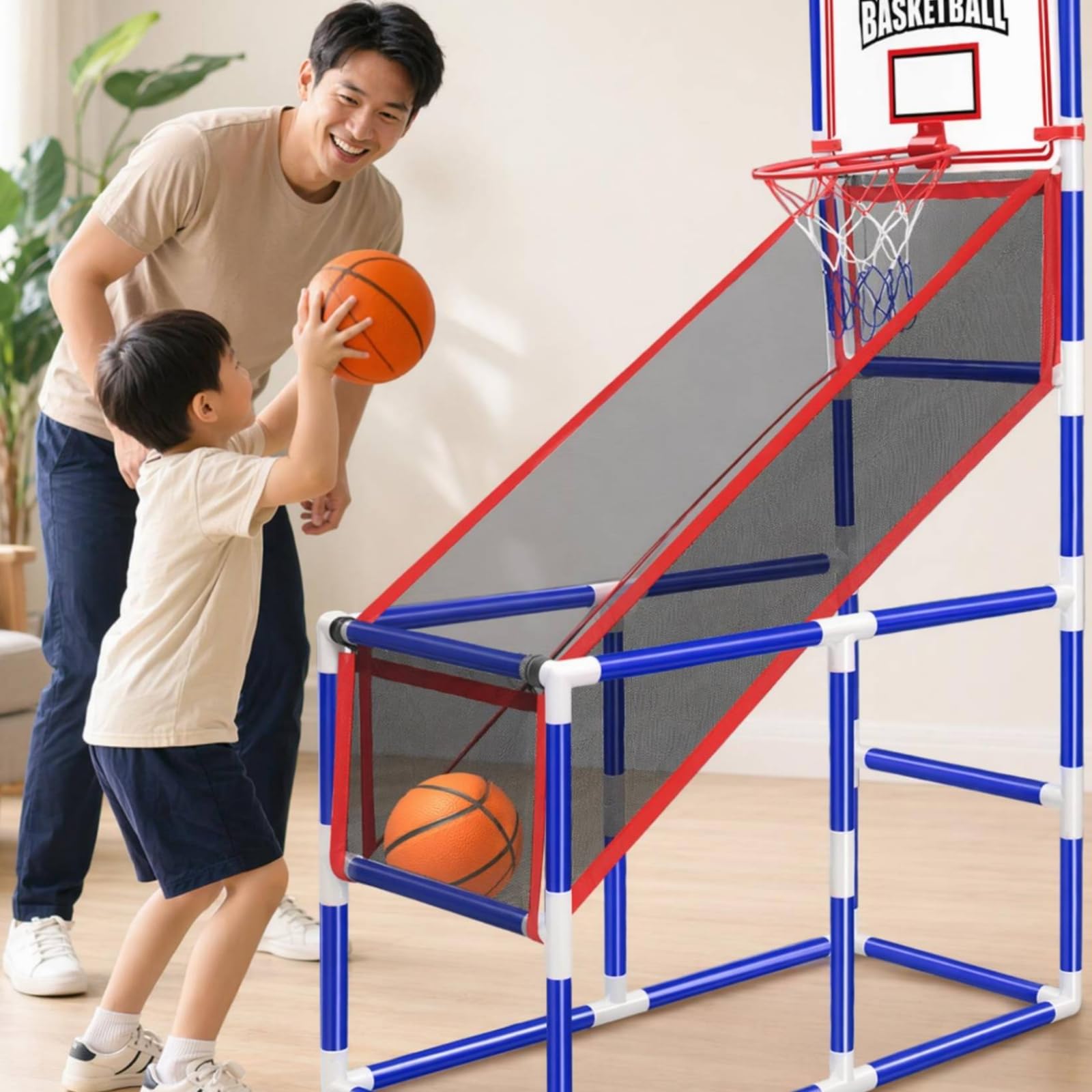 Milageto Canasta volución Balón Diversión Familiar Máquina Baloncesto Infantil Tamaño Gran Canasta para Niñas y Niños