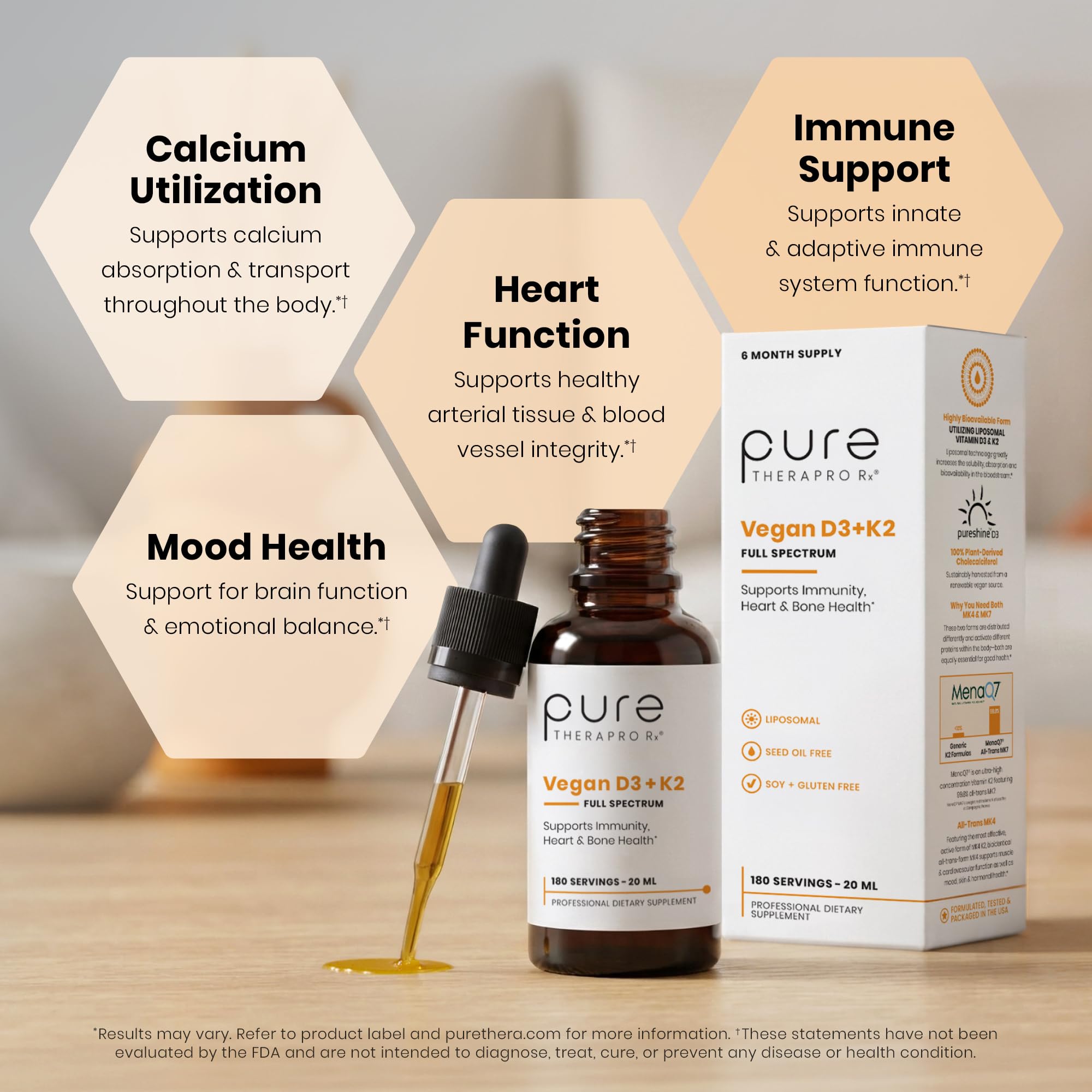 Pure Therapro Rx Vegan D3 + K2, Bone & Heart Health, 5000 IU, 180 Servings — Amazon image 5