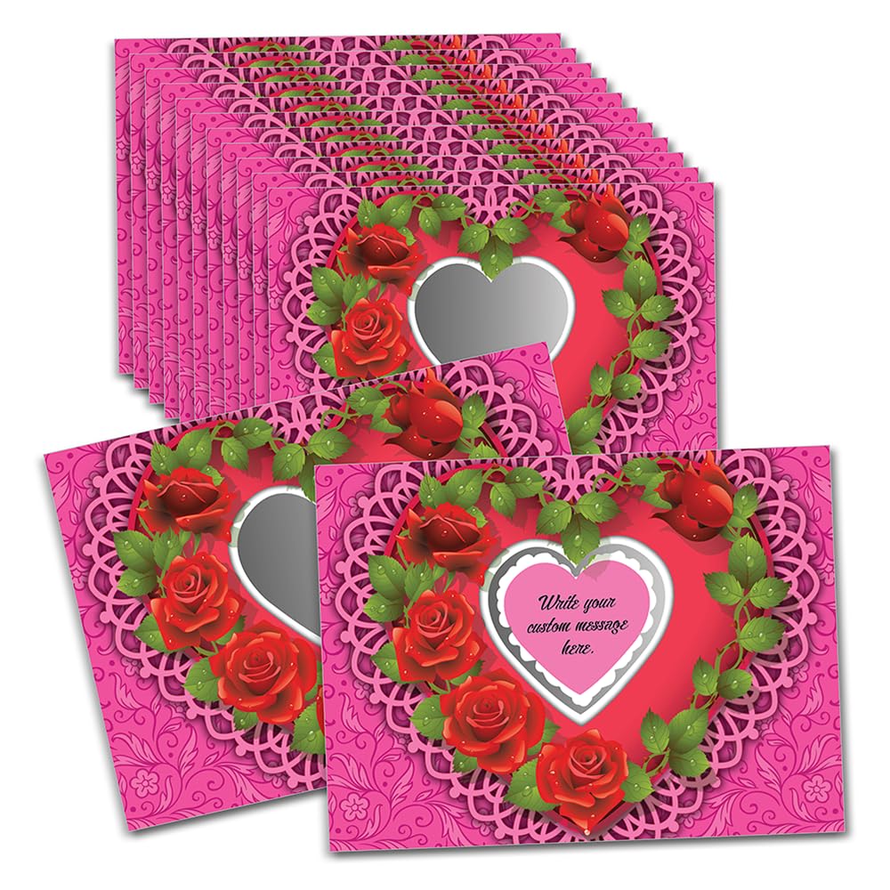 My Scratch Offs - 20 Pack Heart Love Wreath DIY Valentine Scratch Off Cards with Stickers, 3x4 Inch Customizable Love Notes for Gifts, Party Favors &amp; Adults for Valentine's Day