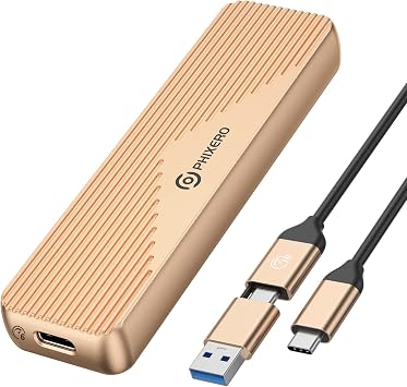PHIXERO M.2 SATA NGFF SSD Enclosure Adapter, USB 3.1 Gen 2 6Gbps External Solid State Enclosure with UASP, Aluminum, Plug and Play, for 2280/2260/2242/2230 B-Key/B+M Key SATA SSD, UP to 4TBRose Gold