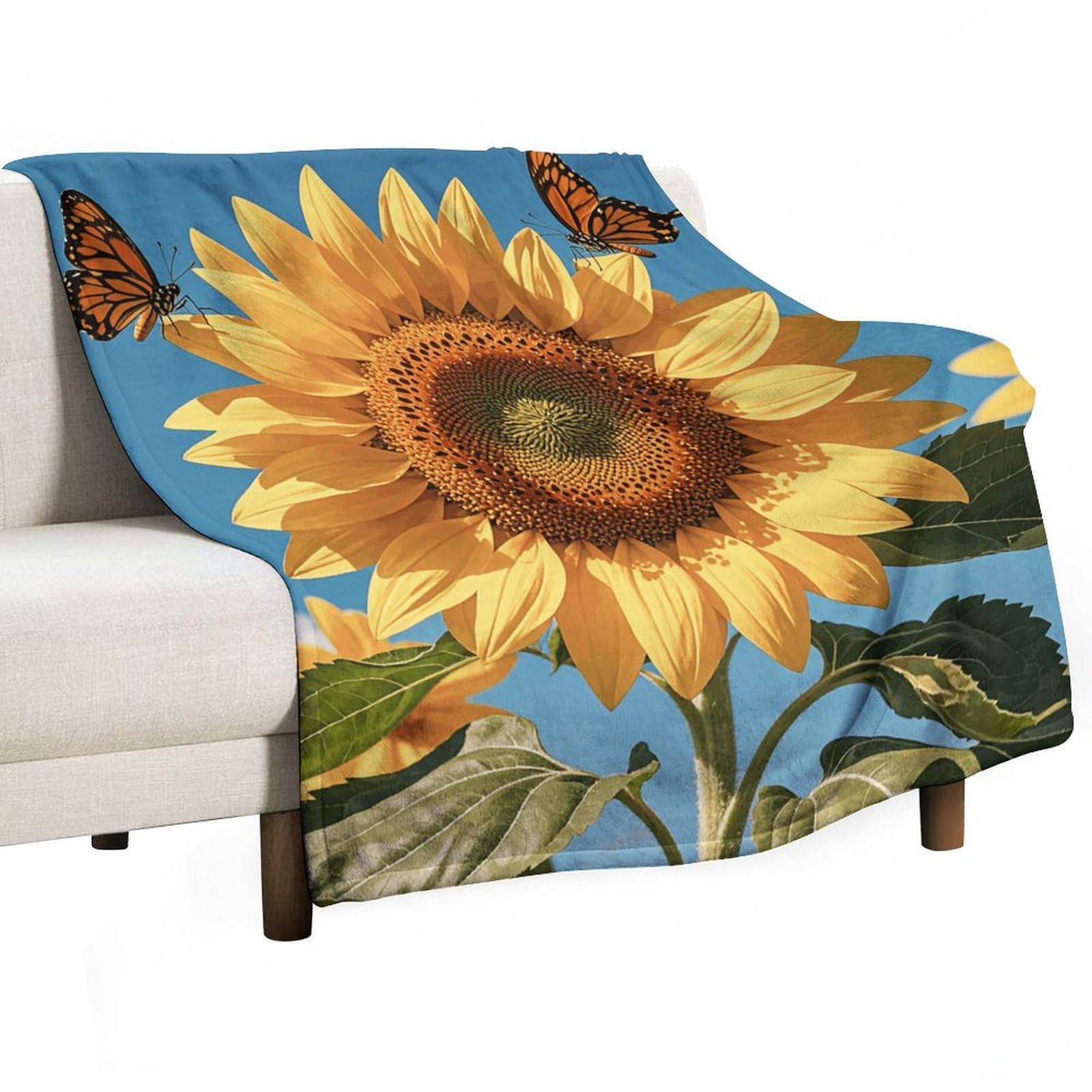 Couverture en flanelle tournesol 177x203 cm pour lit et canapé