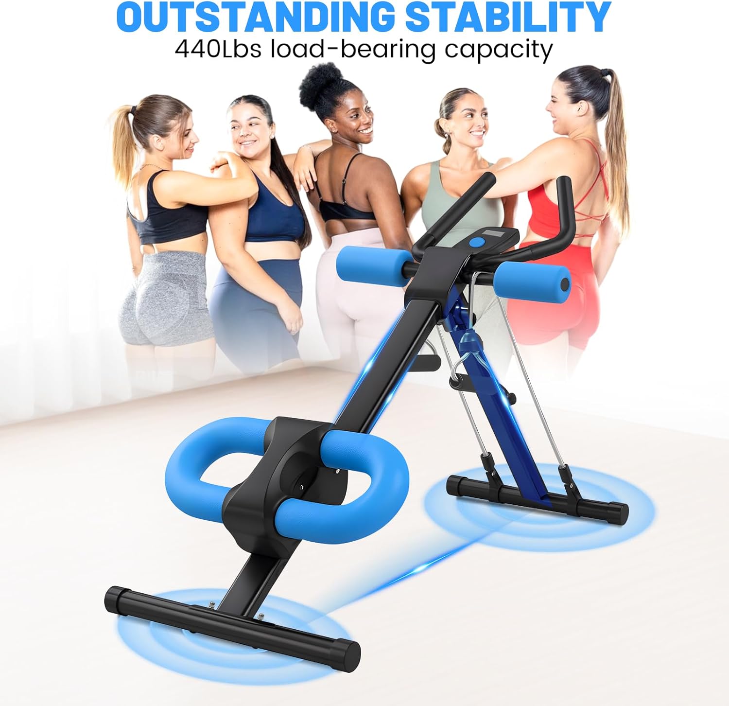 Ab Machine, Adjustable Ab Trainer Machine for Abs Workout at Home Gym, Abdominal Trainer for Stomach Workout, Foldable Abdominal Exercise Machine with Knee Protection and LCD Monitor