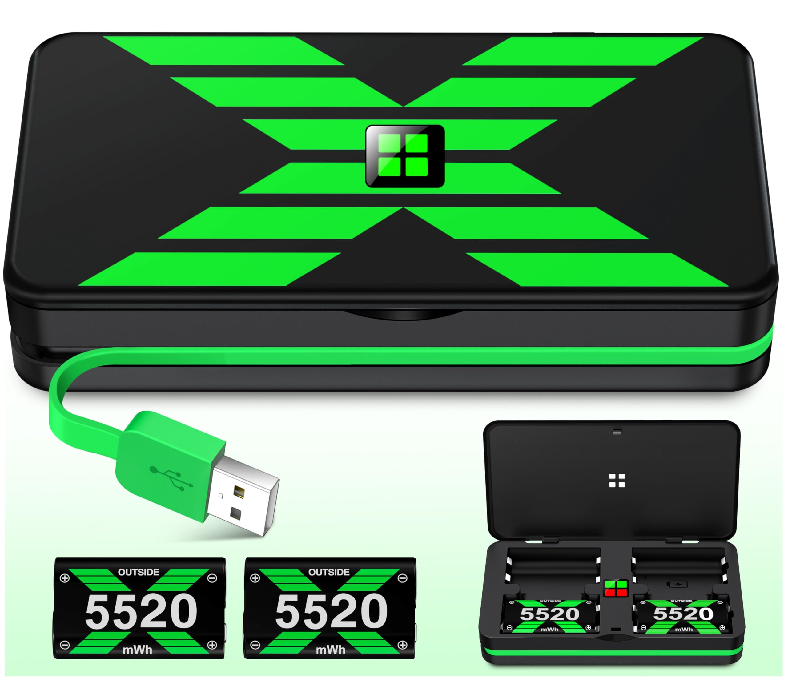 4 batterie da 5520 mWh per Xbox, batteria ricaricabile per Xbox Series X/S/One/One S/One X/One Elite Charging, ricarica rapida per Xbox, non per giochi a cubo