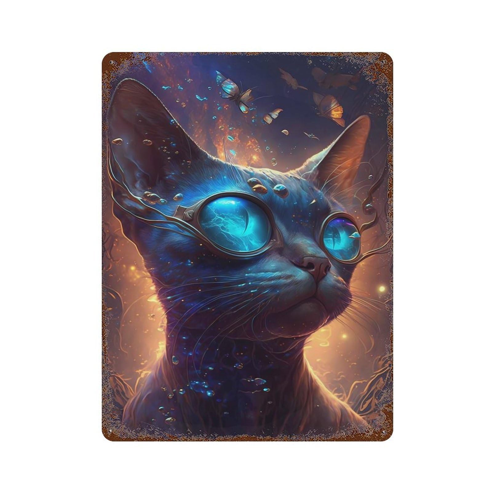 Siamese Cat Unnatural Weathered Tin Sign 15.7"x11.8", Ideal for Shed, Workshop And Garage Wall Decor