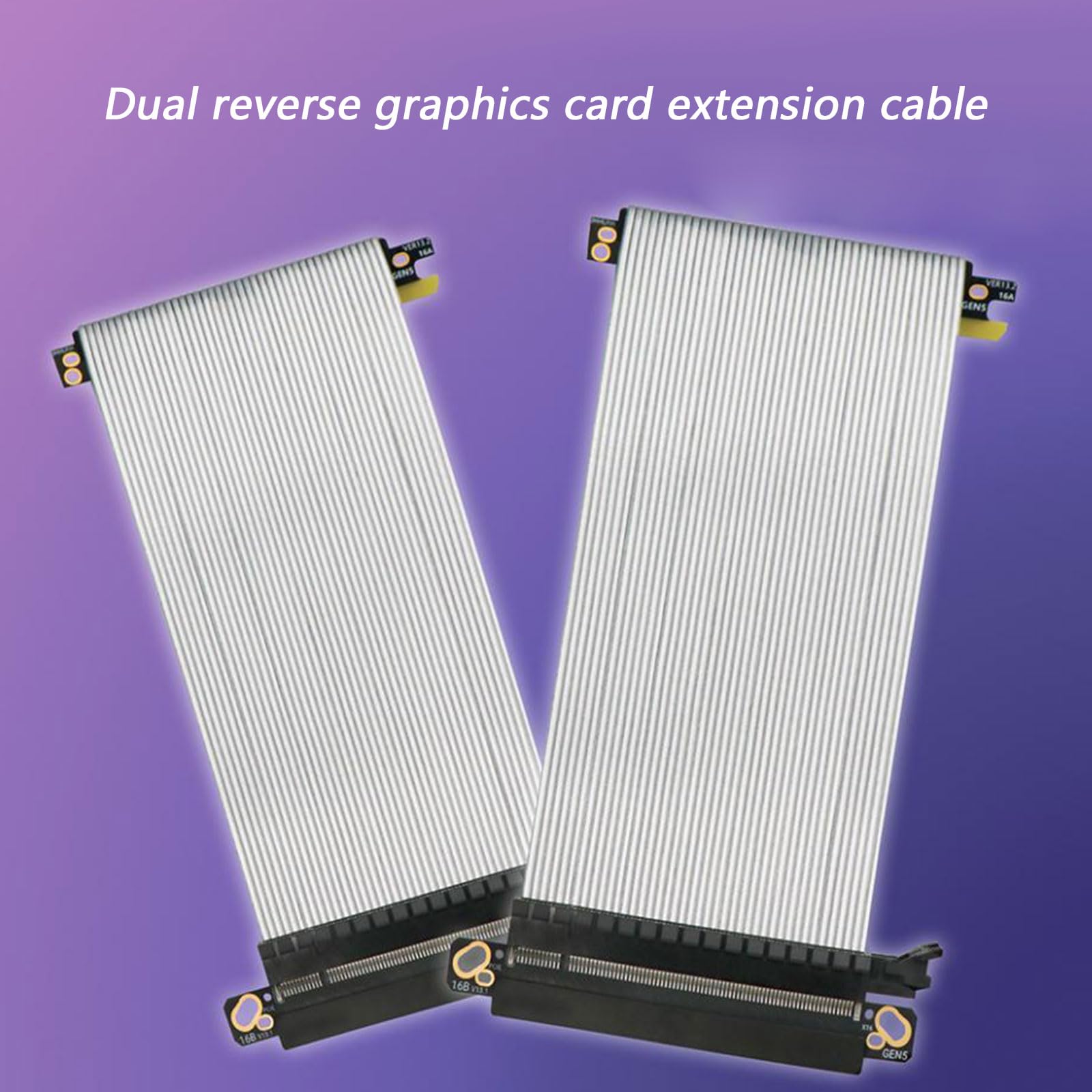 Câble d'extension PCIE5.0 X16 pour carte graphique ITX Case PCIE5.0 X16 Double Reverse GPU Extension Cord Cable Silver Plated