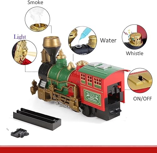 Miniatura 4 de Juego de tren de Navidad para árbol de Navidad, juego de tren ferroviario con humo, luces, sonido y muñeco de nieve de Papá Noel