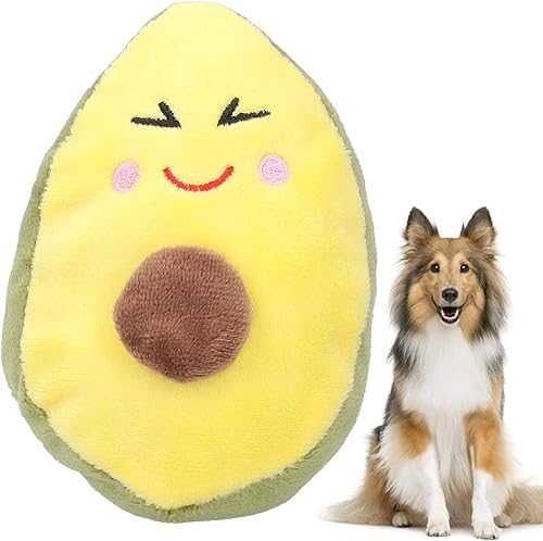 Miniatura 6 de GLOGLOW Juguetes chirriantes para perros, con forma de aguacate, juguete masticable para mascotas, juguete de peluche para jugar a la dentición con