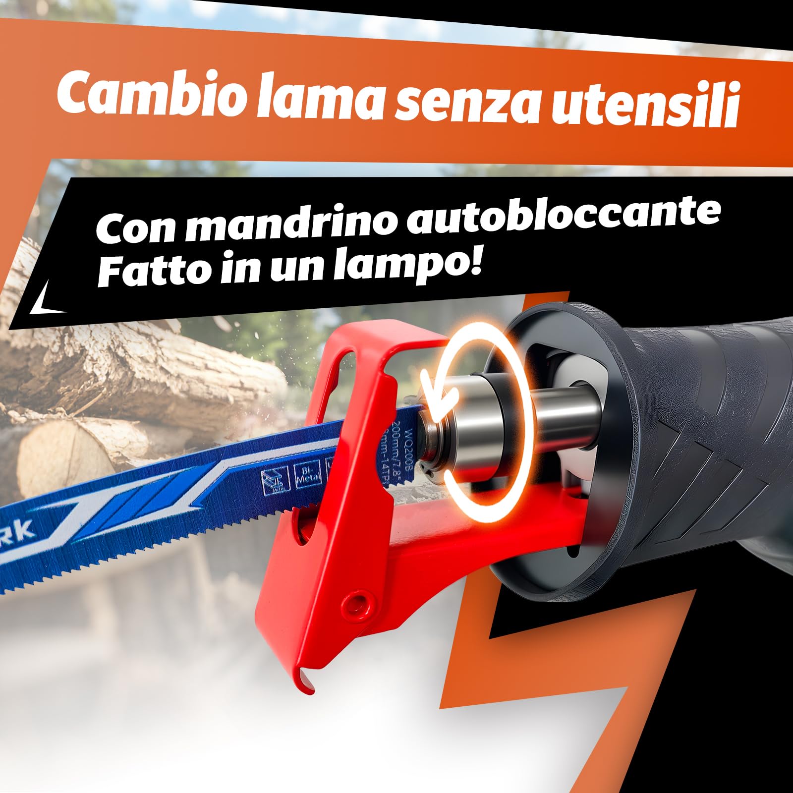 FANZWORK Sega a Gattuccio Elettrica 1100W – Seghetto Elettrico con 0–2500 SPM, LED, Inclusa Lama, con Cavo da 4 m – Per Legno, Metallo e plastica e molto altro – Cambio lama Senza Attrezzi