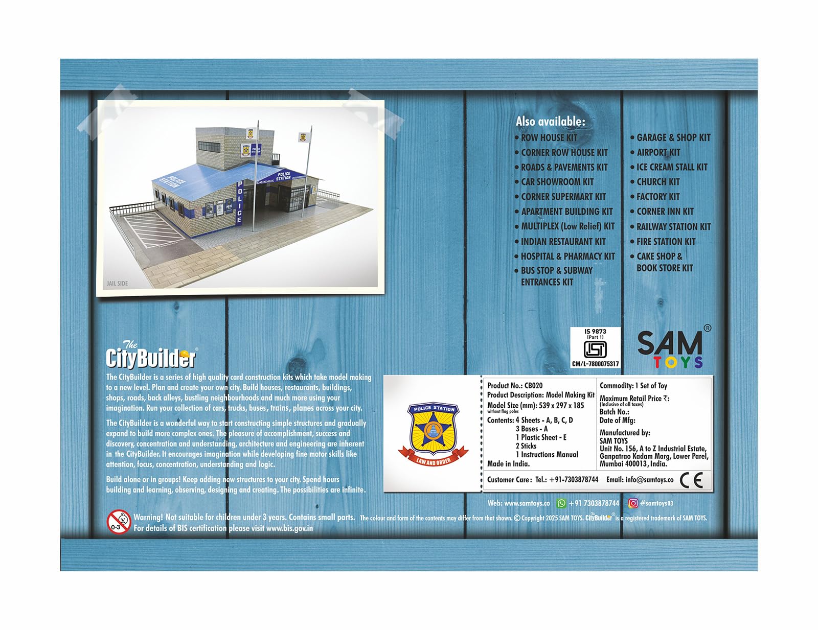 The CityBuilder Polizeistation Karton Modellbau Kit - O Scale Modelleisenbahnbau