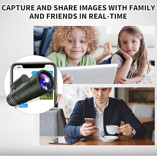 Miniatura 5 de 12x50 HD Monocular Telescope with Smartphone Adapter, Upgraded Tripod, High Power Monocular with Clear Low Light Vision for Bird Watching