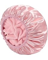 Vista 1 de YIZIJIZI Gorro de ducha forrado de rizo, gorro de ducha de tres capas grande para mujer, gorro de ducha reutilizable impermeable, para cabello largo