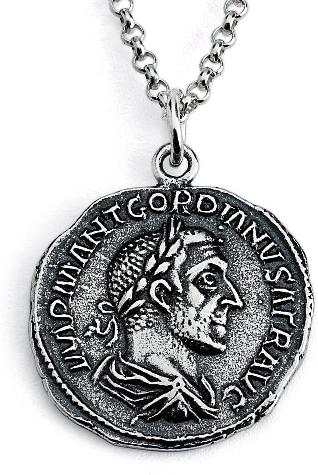 Azaggi 925 Sterling Silver Pendant Necklace Gordian Roman Emperor Replica Ancient Imperial Coin Money Currency Numismatic Charm Pendant Necklace.This Necklace is The Perfect Jewelry Gift