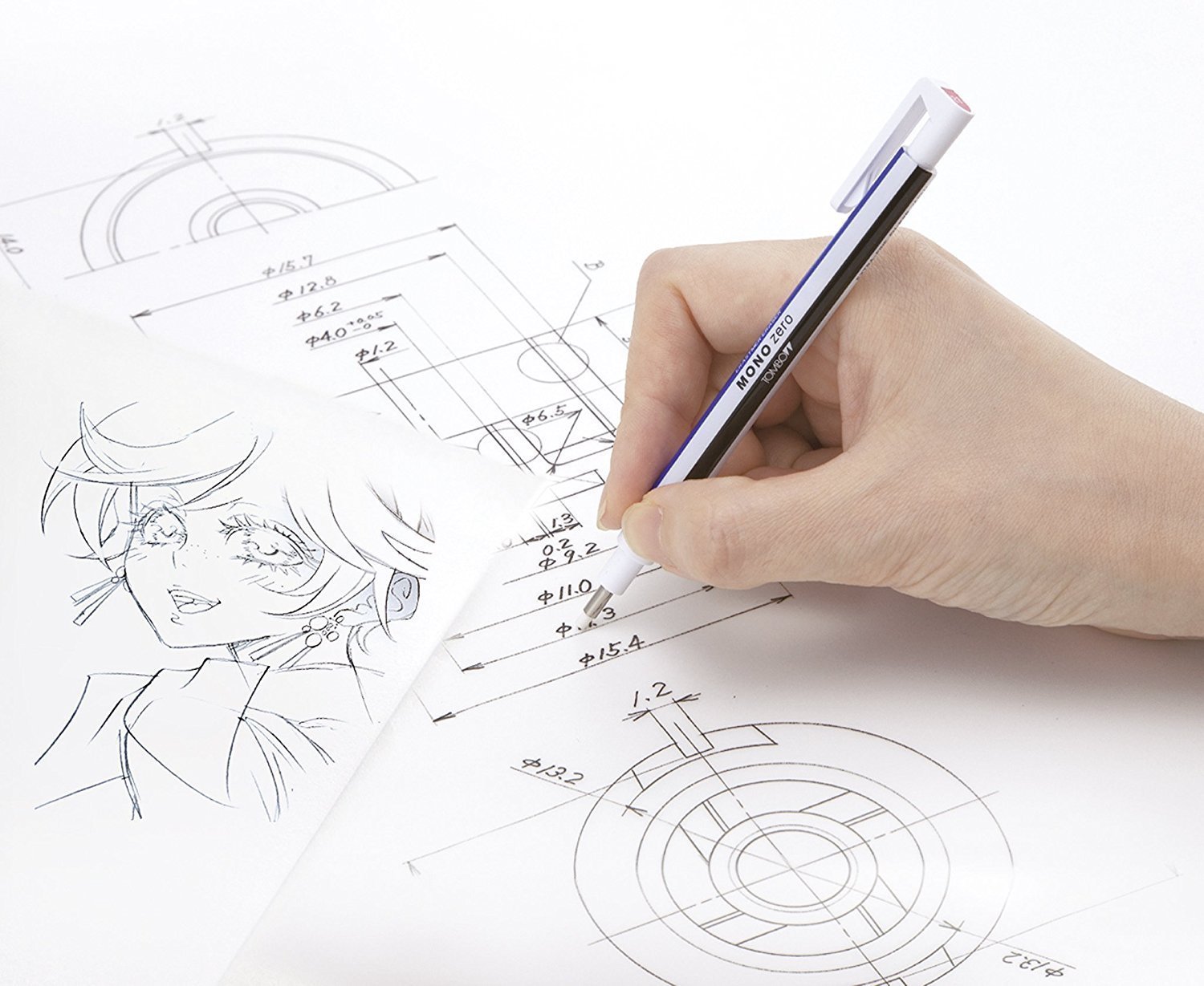 Tombow Präzisionsradierer Mono Zero - Puntas redondas recargables de 2,3 mm de diámetro