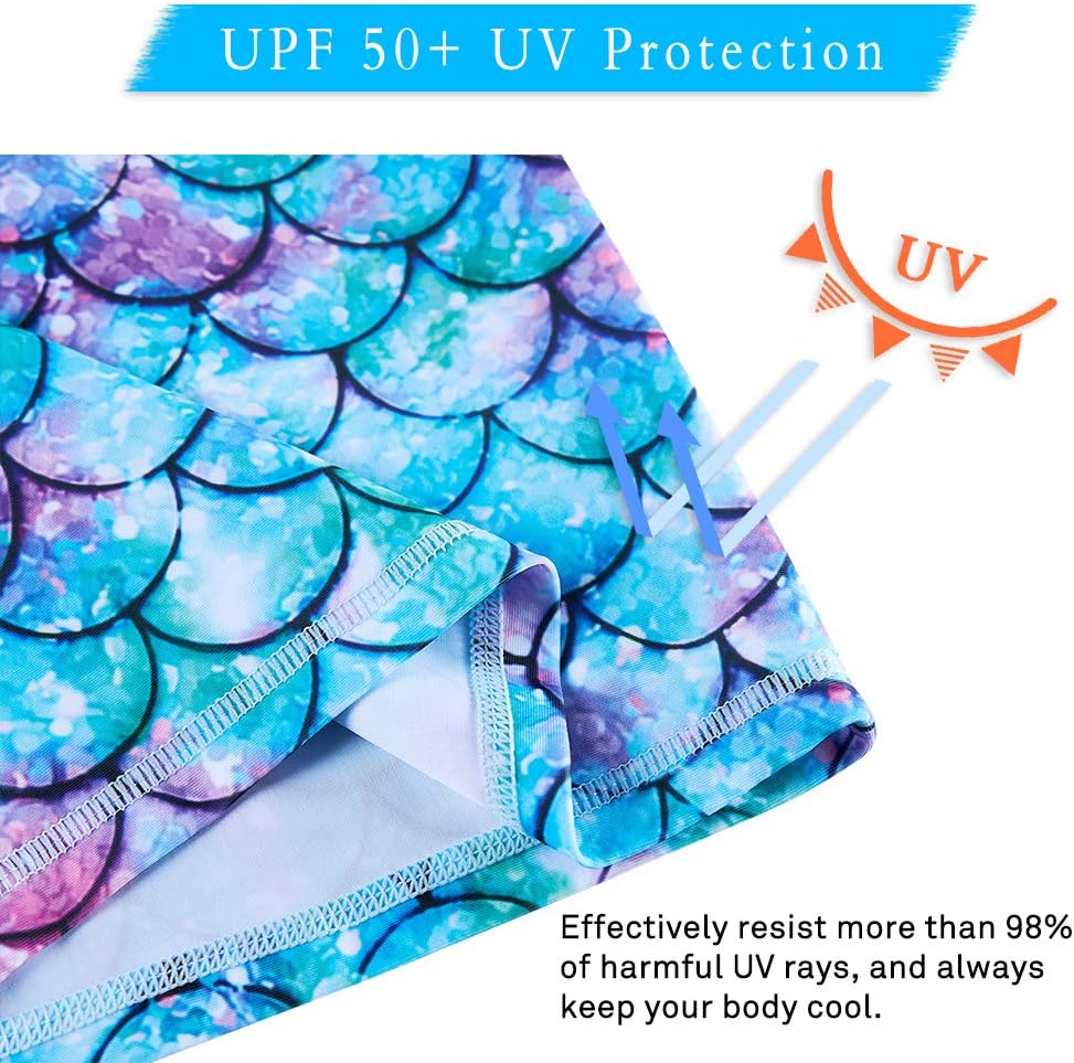 Lovekider Girls Swimsuits Two Piece Rash Guard Set Short Sleeve Bathing Suit Liner Swimwear with Sun Protection 3-12T - Image 7