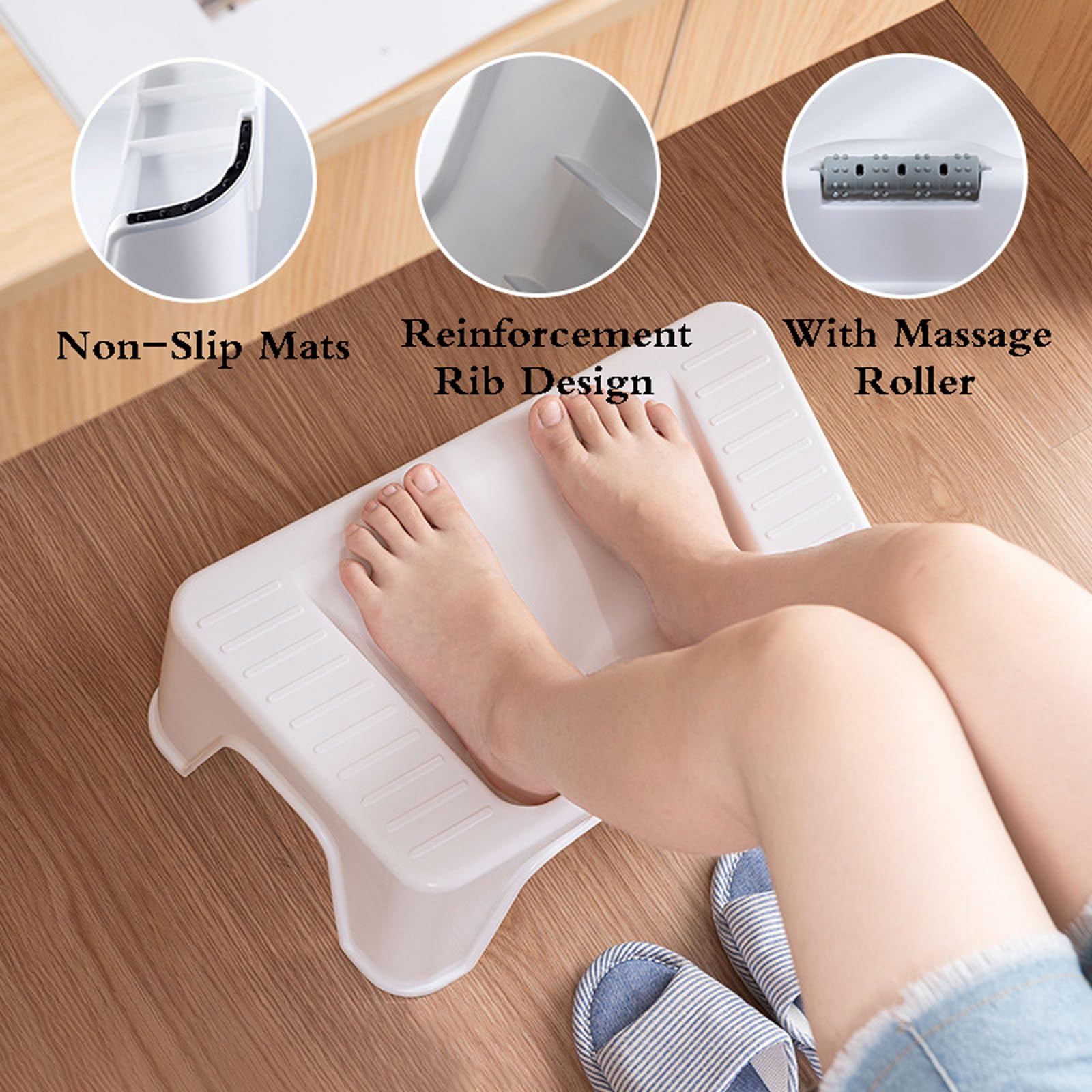 Reposapies De Oficina,ReposapiéS Debajo del Escritorio,ReposapiéS ErgonóMico,ReposapiéS Debajo De La Mesa con Masajeador De Rodillo,Accesorios Escritorio,Aliviar De PresióN