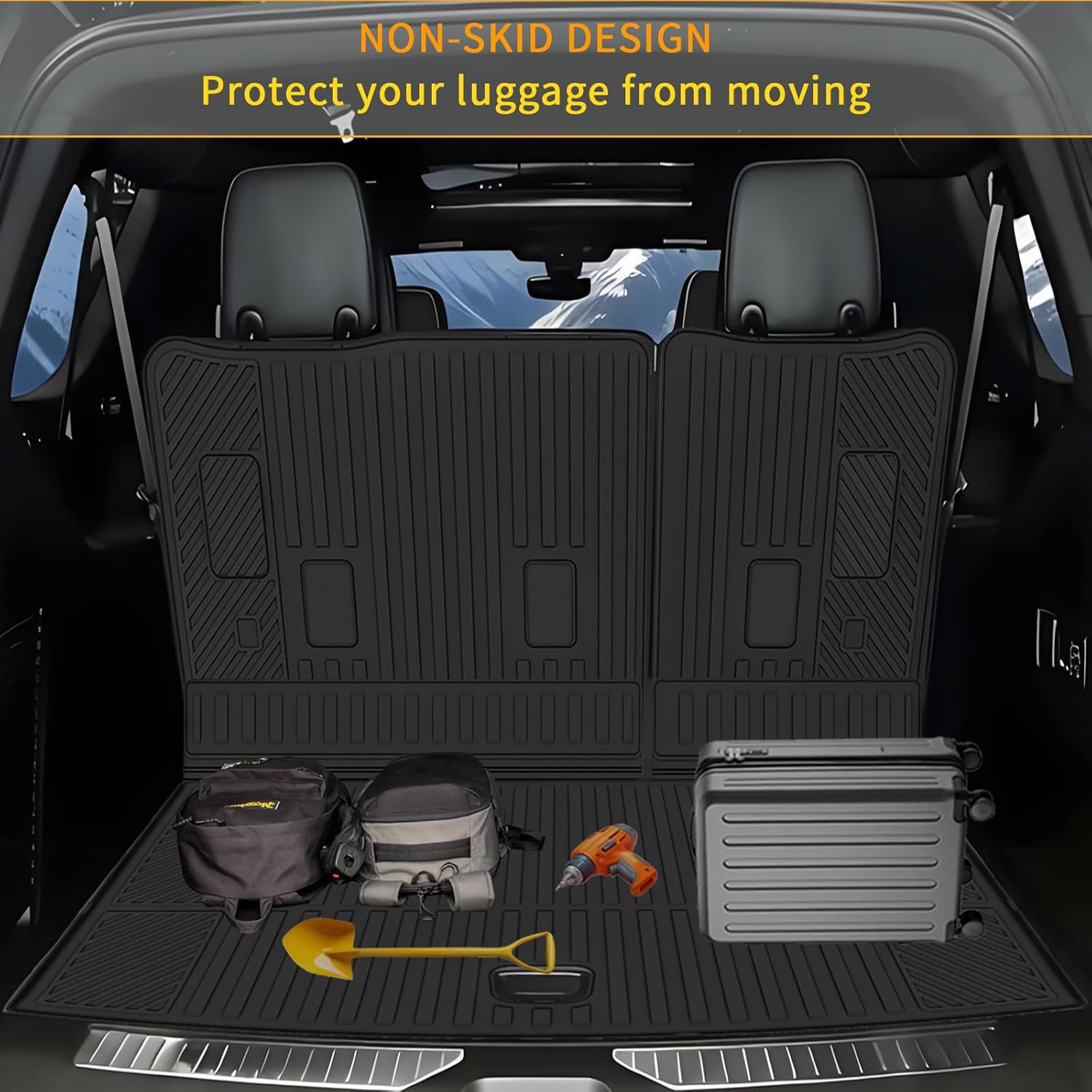 Cargo Mat Compatible with 2021-2026 Chevy Suburban/GMC Yukon XL Trunk Mat & Seat Back Protector All-Weather TPE Cargo Liner Replacement for 2021-2026 Chevy Suburban/GMC Yukon XL Accessories
