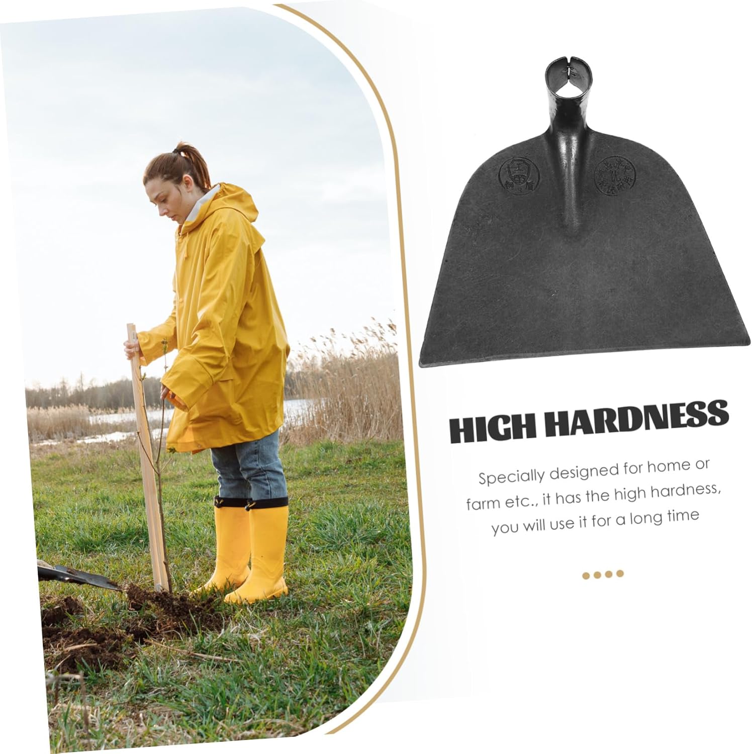 Home Hoe Farming Tool High Hardness Manganese Hoe Widened Design for Easy Plowing Random Style