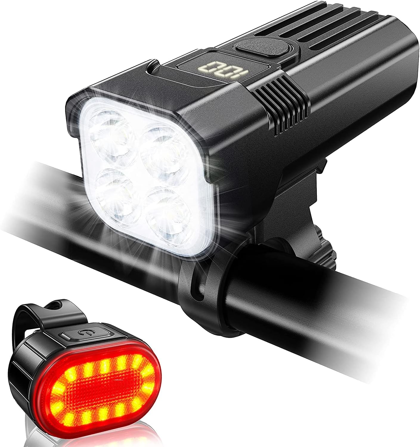 Bike Lights Set, 4 LED Front and Back Rear Bicycle Light, Super Bright