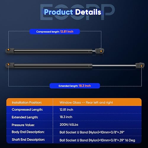 Miniatura 3 de eccppqty (2) Izquierdo y Derecho Rear Window Glass Lift apoya para Lincoln Navigator 08 -2010 Rear Window Glass Lift apoya Struts Shocks Muelles
