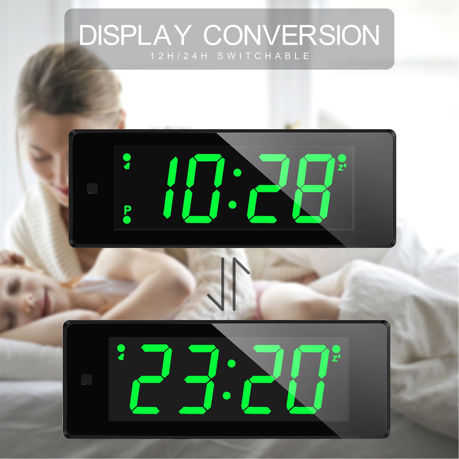 Reloj despertador digital con pantalla LED/LCD mejorada, reloj digital con linterna, brillo ajustable, repetición, funciona con pilas, pequeño reloj de viaje para mesita de noche de dormitorio