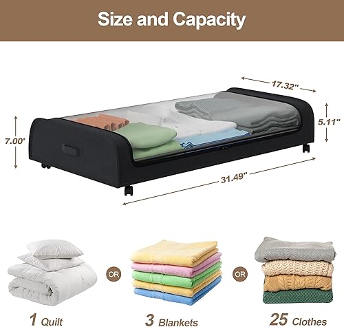 Miniatura 2 de BULIJUJU Cajones de almacenamiento debajo de la cama con ruedas para ropa, libros, juguetes, contenedores de almacenamiento de zapatos debajo de la