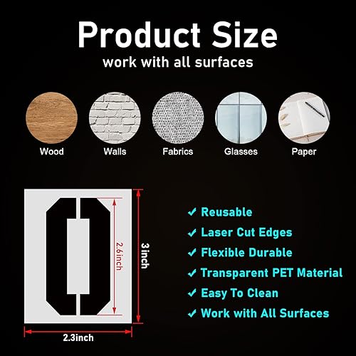 Miniatura 2 de Plantillas de números reutilizables, juego de plantillas de números de plástico del 0 al 9 para plantillas de pastel, plantillas de números de