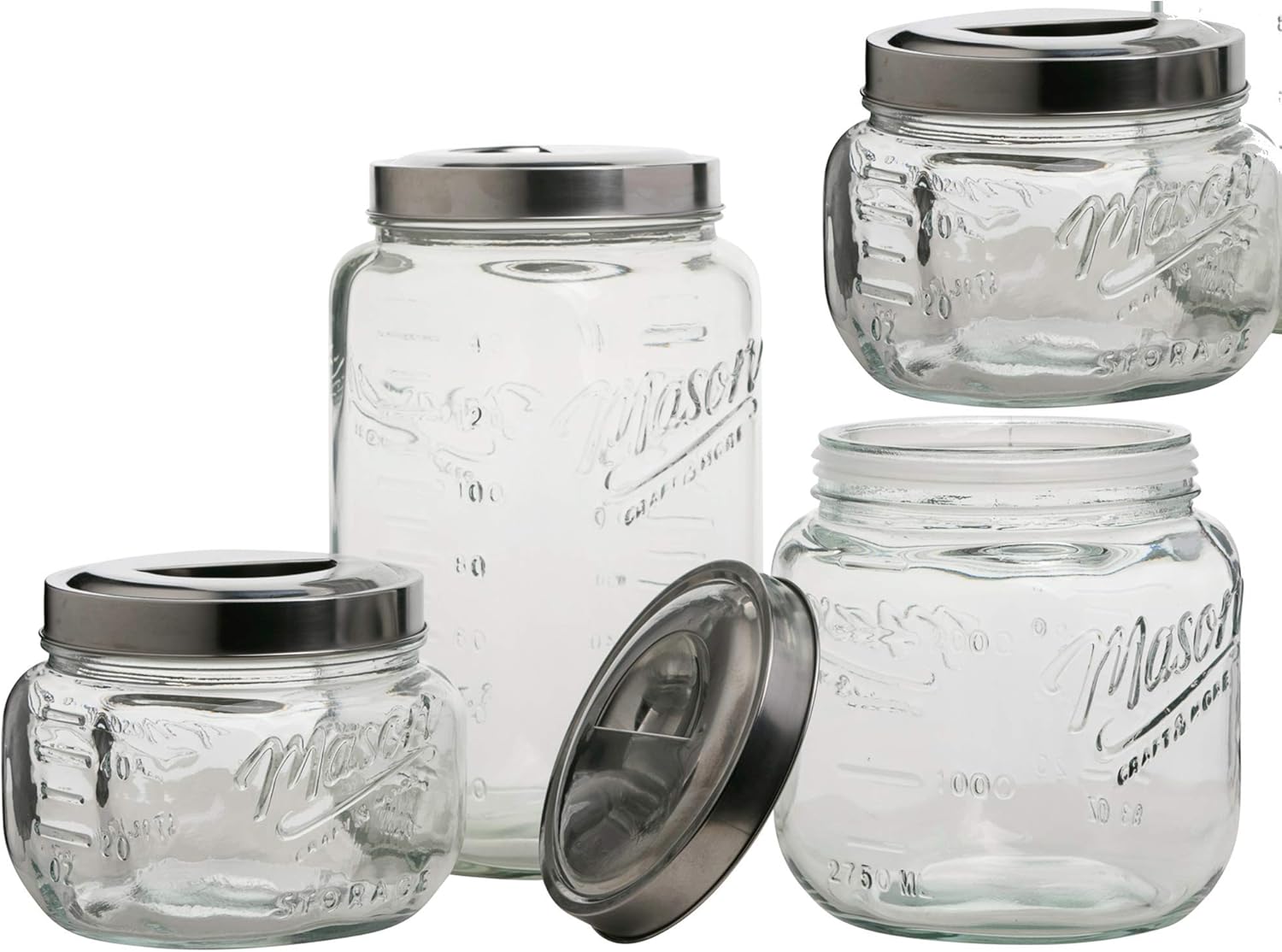 売れ筋がひクリスマスプレゼント ガラスキャニスター4点セット 保存容器 Mason 調理器具 Csjla Pe